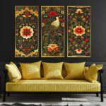 Set of Three large Wall Paintings for Wall Dacoration Golden Framed Wall Paintings for Living Room & Bedroom Wall Art for Home Decoration & Office Wall Décor (14x11 inch CH-LGD3-6)